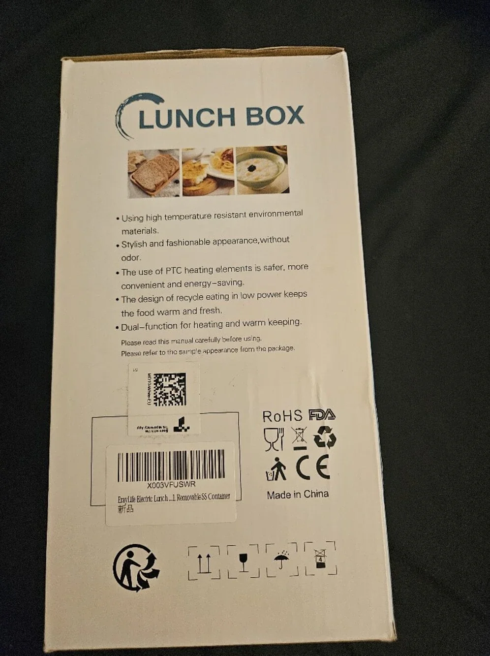 Heating Lunch Box Bento Style Food Container - Purple with Teal Accents